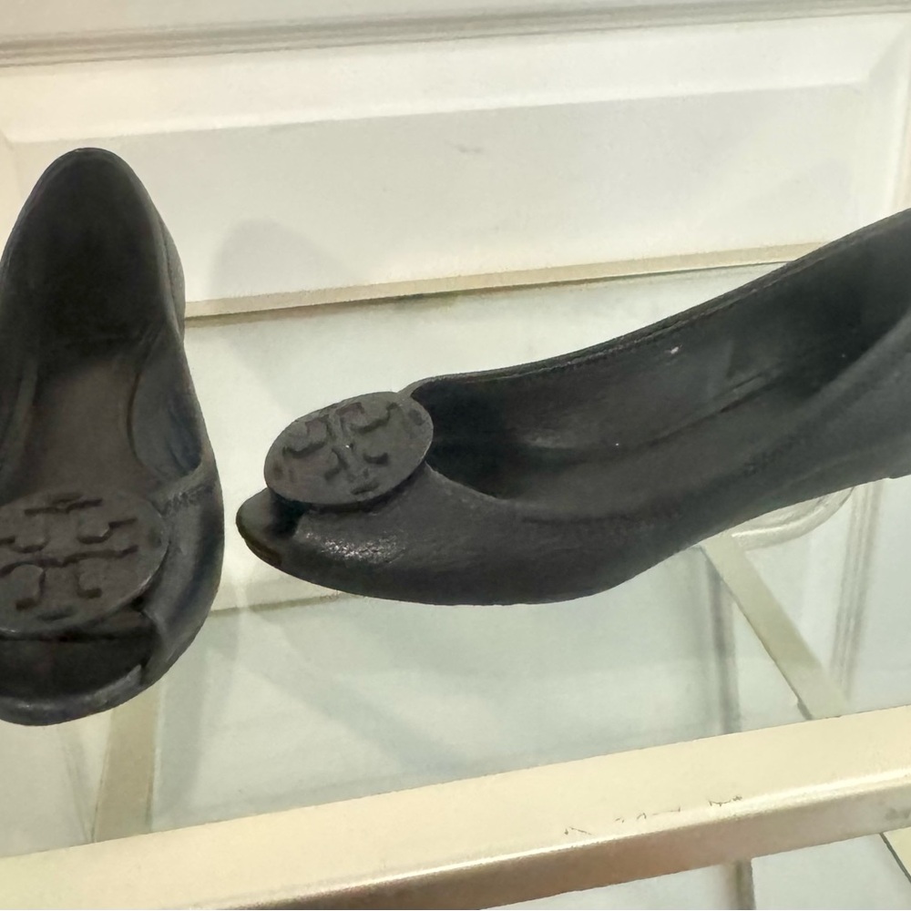 Tory Burch Black Peep-Toe Loafers